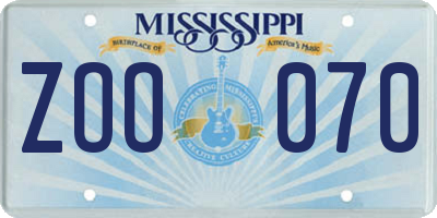 MS license plate ZOO070