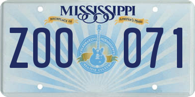 MS license plate ZOO071