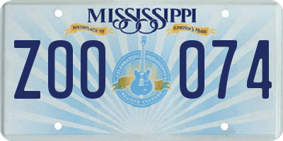MS license plate ZOO074