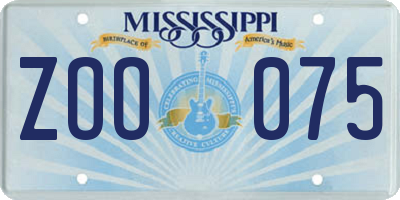 MS license plate ZOO075