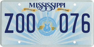 MS license plate ZOO076