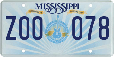 MS license plate ZOO078