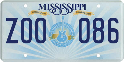 MS license plate ZOO086