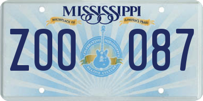 MS license plate ZOO087