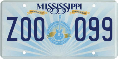 MS license plate ZOO099