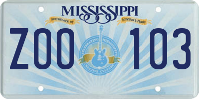 MS license plate ZOO103