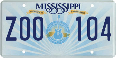 MS license plate ZOO104