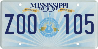 MS license plate ZOO105