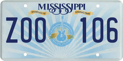 MS license plate ZOO106