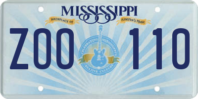 MS license plate ZOO110