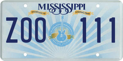 MS license plate ZOO111