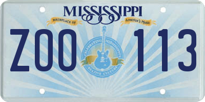 MS license plate ZOO113