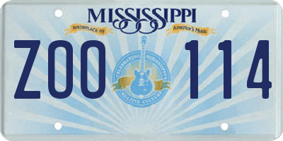 MS license plate ZOO114