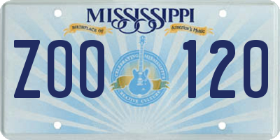 MS license plate ZOO120