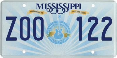 MS license plate ZOO122