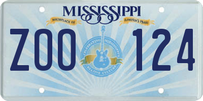 MS license plate ZOO124