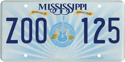 MS license plate ZOO125