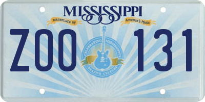 MS license plate ZOO131