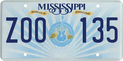MS license plate ZOO135