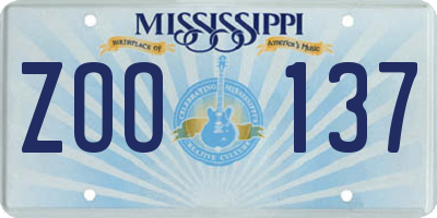 MS license plate ZOO137