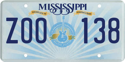MS license plate ZOO138