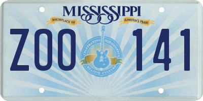 MS license plate ZOO141