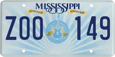 MS license plate ZOO149