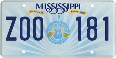 MS license plate ZOO181