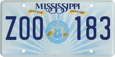 MS license plate ZOO183
