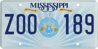 MS license plate ZOO189