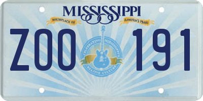 MS license plate ZOO191