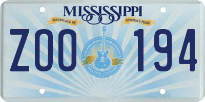MS license plate ZOO194
