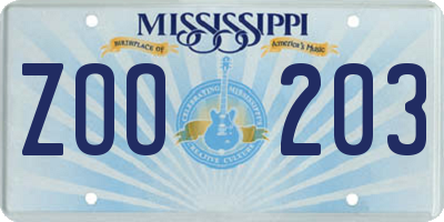 MS license plate ZOO203