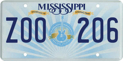 MS license plate ZOO206