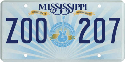 MS license plate ZOO207