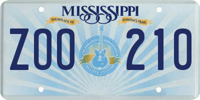 MS license plate ZOO210