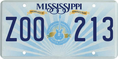MS license plate ZOO213