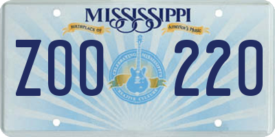 MS license plate ZOO220