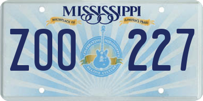 MS license plate ZOO227