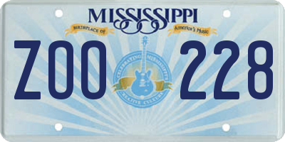 MS license plate ZOO228