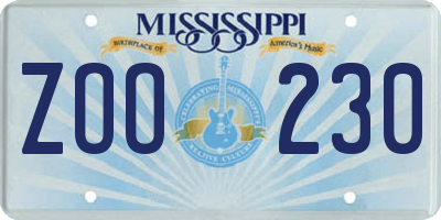 MS license plate ZOO230
