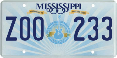 MS license plate ZOO233