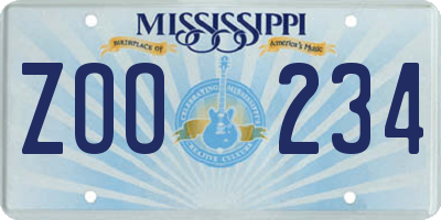 MS license plate ZOO234