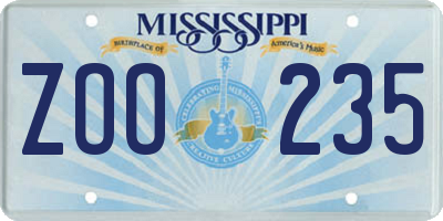 MS license plate ZOO235