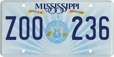 MS license plate ZOO236