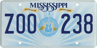 MS license plate ZOO238