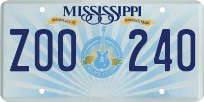 MS license plate ZOO240
