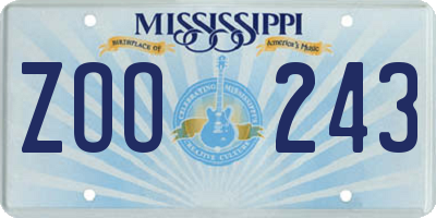 MS license plate ZOO243