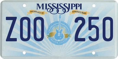 MS license plate ZOO250
