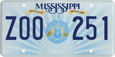 MS license plate ZOO251
